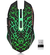 VEGCOO C12 Wireless Gaming Mouse,Rechargeable Mice Silent Click Cordless Mouse with 6 Buttons PC ...