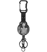 DELSWIN Heavy Duty Retractable Keychain, [Black Skeleton] Carabiner Badge Holder, Tactical ID Bad...