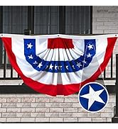 G128 American USA Pleated Fan Flag, 3x6 Feet American USA Bunting Decoration Flags Embroidered Pa...