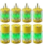 Yomiuwo Lighted Plug and Connector Set, Straight Blade Cord End Replacement, 15 Amp 125Volt, NEMA...