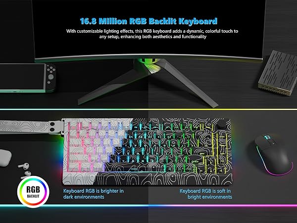QMK/VIA 75% Keyboard Wireless,Topographic Gaming Mechanical Keyboard 65%