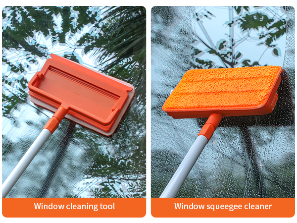 window cleaning tool with long handle and squeegee 2 in 1 design for wall and glass cleaning