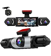 360° Dash Cam Front/Rear/Inside/Side 4-Channel Dash Camera FHD 1080P+480P×3 Car Dash Cam, 3.16" I...