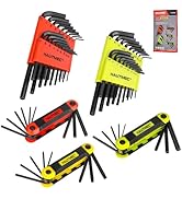 HAUTMEC 61PCS Folding Allen Wrenches Sets, Includes Folding Hex Key and Standard Hex Allen Key Se...