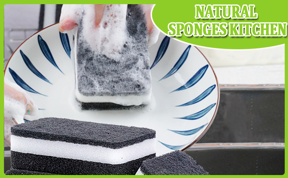 Taeku 6 Pack Heavy Duty Scrub Cellulose Sponge for Dishes