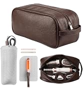 Coobosee Leather Hair Tools Travel Bag Organizer, Dark Brown