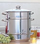 Euro Cuisine Stove Top Steam Juicer, 8 Quarts Juice Container, Stainless Steel