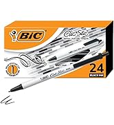 BIC Clic Stic Black Retractable Ballpoint Pens, Medium Point (1.0mm), 24-Count Pack, Round Barrel...
