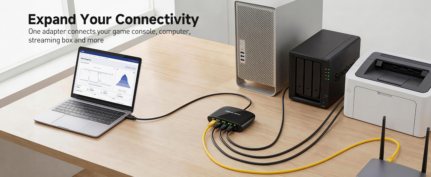 USB to 4-Port Gigabit Ethernet Switch