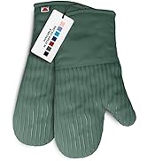 Heat-Resistant Oven Mitts - Set of 2 Silicone Kitchen Oven Mitt Gloves, Green