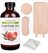 6 Pcs Castor Oil Pack Wrap: Organic Cold Pressed Castor Oil 8Fl Oz with Reusable Pads - Adjustabl...