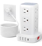 AnnTane Surge Protector Power Strip 10 FT Cord, Power Strip Tower with 4 USB Ports (1USB C), Exte...