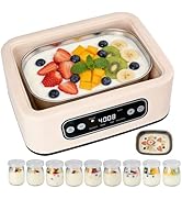 Yogurt Maker with, Real-Time Countdown, Temp &amp; Timer Control (1-99h),Temp Control 21°C-48°C, 1.6L...