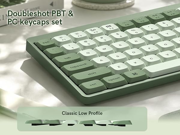 dagaladoo Low Profile keycaps Set,Double Shot PBT Key caps,Matcha Green