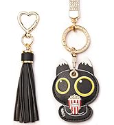 Airtag Keychain Cute Anime Leather Keychain with Bling Keychain Wristlet and Tassel Bag Charm