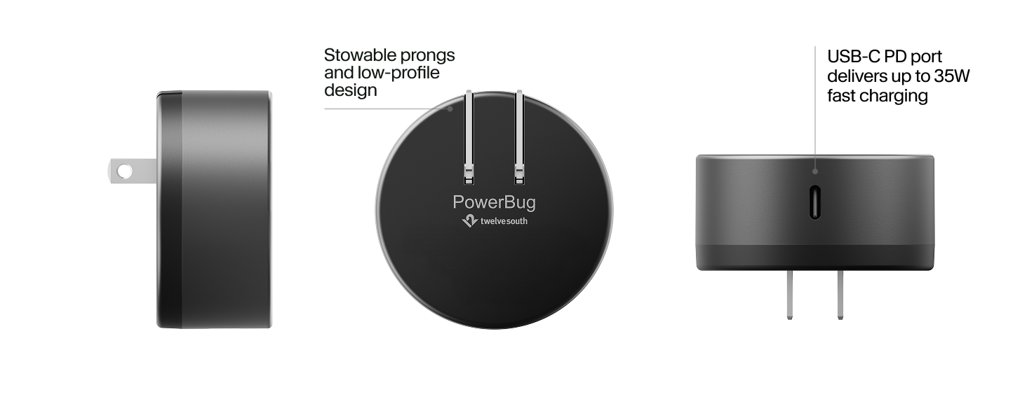 Stowable prongs and low-profile design
