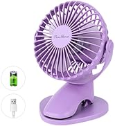 Portable Clip Fan Battery Operated,3 Speeds USB Rechargeable Mini Table Fan with Strong Airflow,3...
