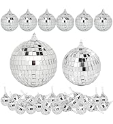 Mini Mirror Disco Ball Decor: 32 Pack Hanging Mirror Ball Ornaments Different Sizes - Small Disco...