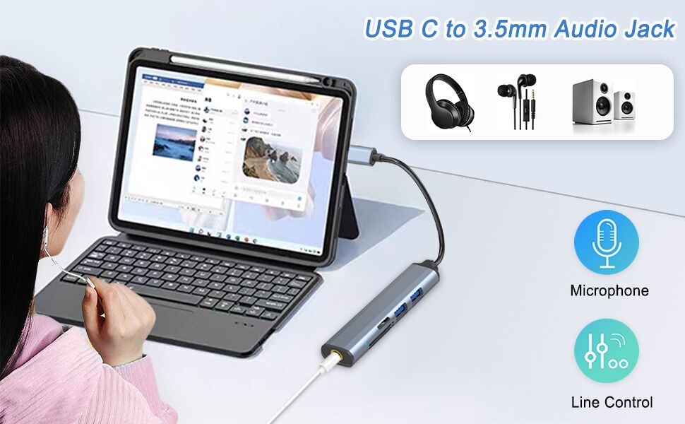 usb c to 3.5mm headphone, usb c to usb adapter, usb c memory sd card reader