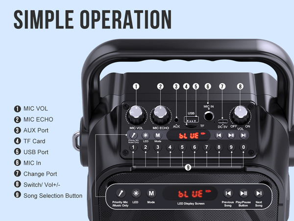 Karaoke Machine Mini Karaoke Machine Portable Bluetooth Speaker Karaoke Machine for Adults LED Night