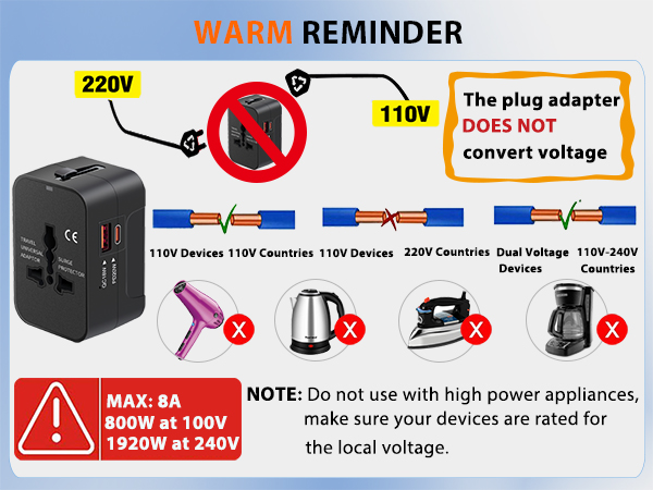 compatible with low power appliances support dual voltage can not convert voltage indoor use
