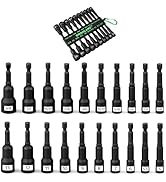 20-Piece Magnetic Nut Driver Set, Metric &amp; SAE 1/4" Hex Shank, Drill Socket Set, Impact Driver Bi...