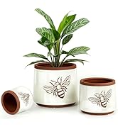 YBX Terracotta Pots Inch with Drainage Holes, Bee Decor, Ceramic Pots for Indoor Plants Flower Po...
