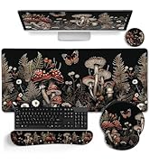LIMKRIAN Mushroom Mouse Pad Set Large Desk Matt for Desktop, Ergonomic Mouse Pad with Wrist Rest ...