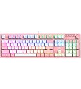 FOXXRAY HKM-95 Wired Mechanical Gaming Keyboard, Full-Size RGB Backlit with Media Control Knob, O...