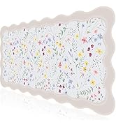 L-SPOUTTO Floral Mouse Pad,Botanical Desk Mat XXL Large Scalloped Gaming Mousepad,35.4x15.7in Non...