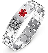 Theluckytag Upgraded Medical Bracelets Men Women with QR Code Medical Alert ID Bracelets - Titani...