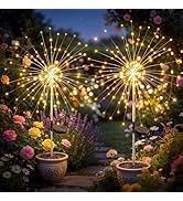 Fairdeer Solar Firework Lights Outdoor 2 Pack, 120LED Starburst Garden Lights Solar Powered with ...