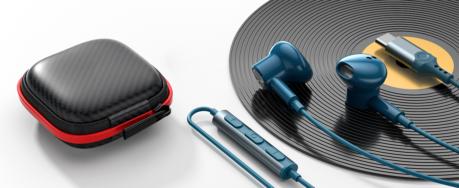 USB C Headphones for iPhone 15 Samsung A55 A35 S24 S23 Magnetic Hi-Fi Type C Wired Earbuds with Mic