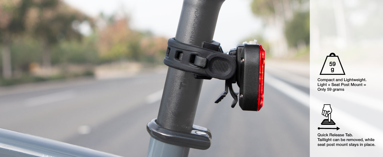 niterider vmax+ 180 compact lightweight rear bike light taillight with quick release feature