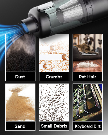 Luminoire vacuum cleaner removing dust, crumbs, pet hair, small debris, keyboard dirt portable