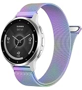 18mm 20mm Metal Band Compatible for Garmin Vivoactive 5/6/4S/3 Watch Bands, Soft Stainless Steel ...