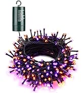 Flacchi Orange Purple Halloween Lights, 67 ft 200 LED Battery Operated String Lights Waterproof 8...