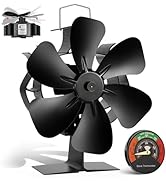 XTIMES Oscillating Wood Stove Fan Heat Powered Fireplace Fan with Magnetic Thermometer Non Electr...