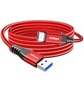 10ft Red USB C Cable 10Gbps Data Transfer, Extra Long USB 3.2 Gen 2 to USB C Sync Cable 3.1A Type...