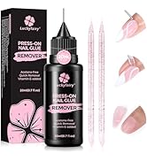 Luckyfairy Pinpoint Nail Glue Remover: 20ml Press on Nail Remover with Cuticle Pusher, Gentle Glu...