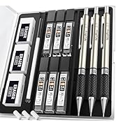 Nicpro 0.7 mm Art Mechanical Pencil Set in Storage Case, 3 PCS Metal Drafting Pencil Lead Pencil ...