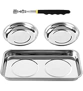 Rechabite 3 Pieces Magnetic Trays with 8LBs Telescoping Magnetic Pick-up Tool Set, 9.5" Rectangle...