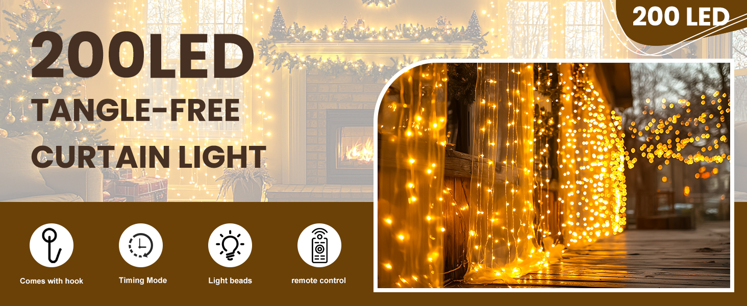 tangle-free curtain lights