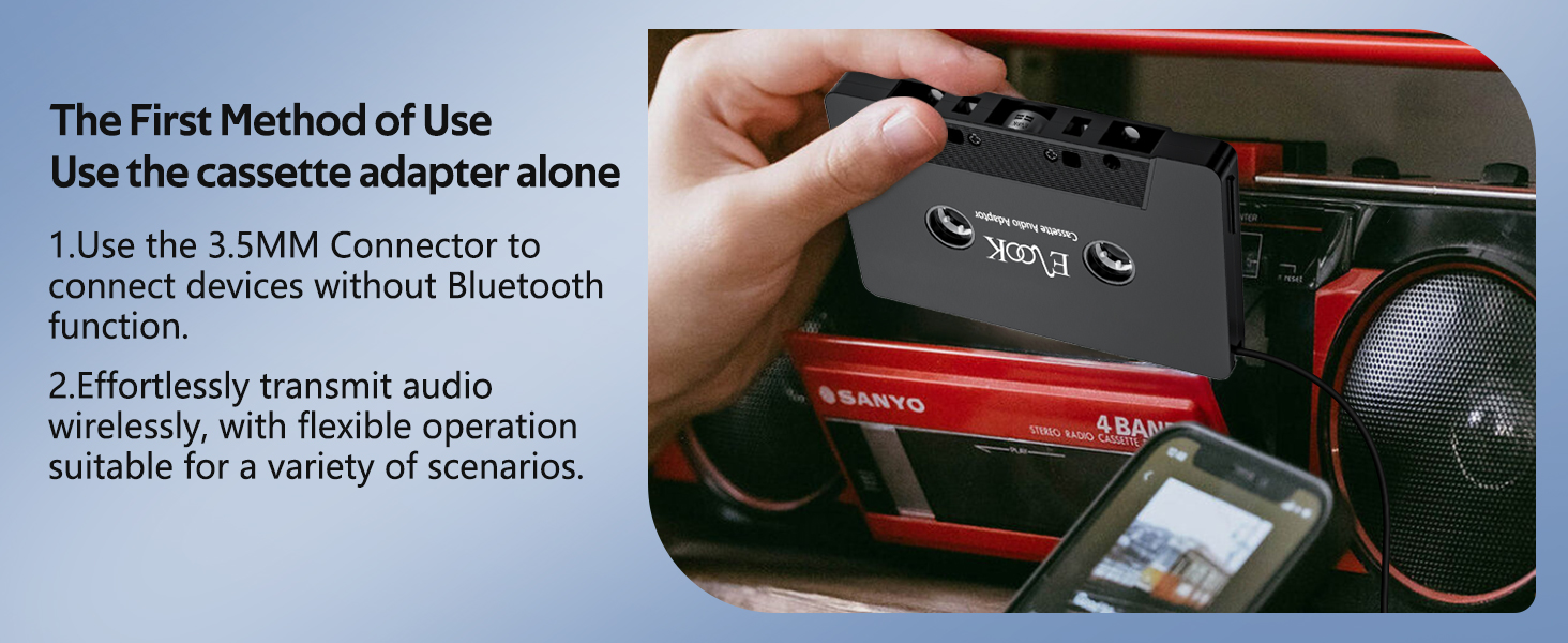 5.1 Bluetooth Receiver Kit for Cassette Aux Adapter with 3.5 MM Auxillary Cable