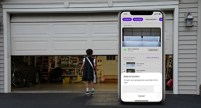 Watch live feed and control your garage door anywhere for safety and peace of mind