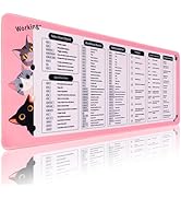 Meetcolor Excel Cheat Sheet Desk Pad, Cute Cat Mouse Pad Non-Slip, 31.5