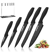 HAUSHOF Kitchen Chef Knife Set, 5 PCS Knife Sets for Kitchen with Block, Super Premium Steel Shar...