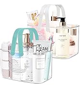 FODIENS 2 Pack Plastic Shower Caddy Basket, Portable Shower Caddy Tote Storage Basket with Handle...