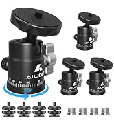 Ailight Mini Ball Head, 360° Panoramic Tripod Head, Universal 1/4" to 3/8" Screw Adapter Swivel M...