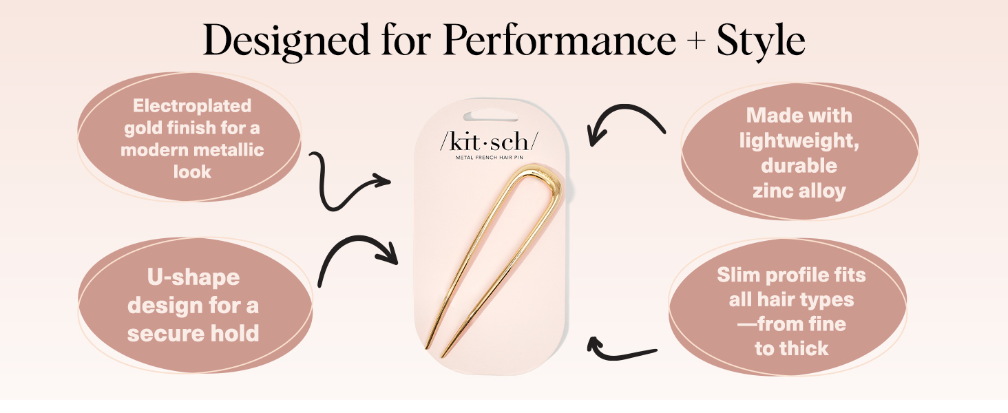 Kitsch French Hair Pins for Women Metal Hair Fork for Updos, Chignon, Bun &amp;amp;amp; Twist Hairstyles